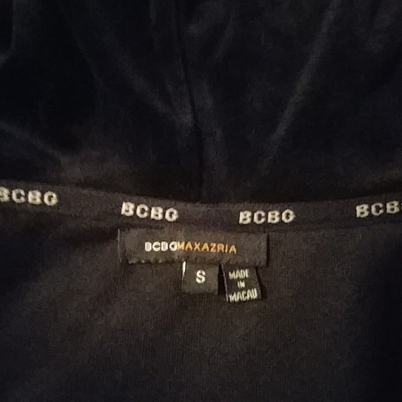 NWOT BCBG Max Azria Black Velour & Satin Hoodie - Picture 7 of 7